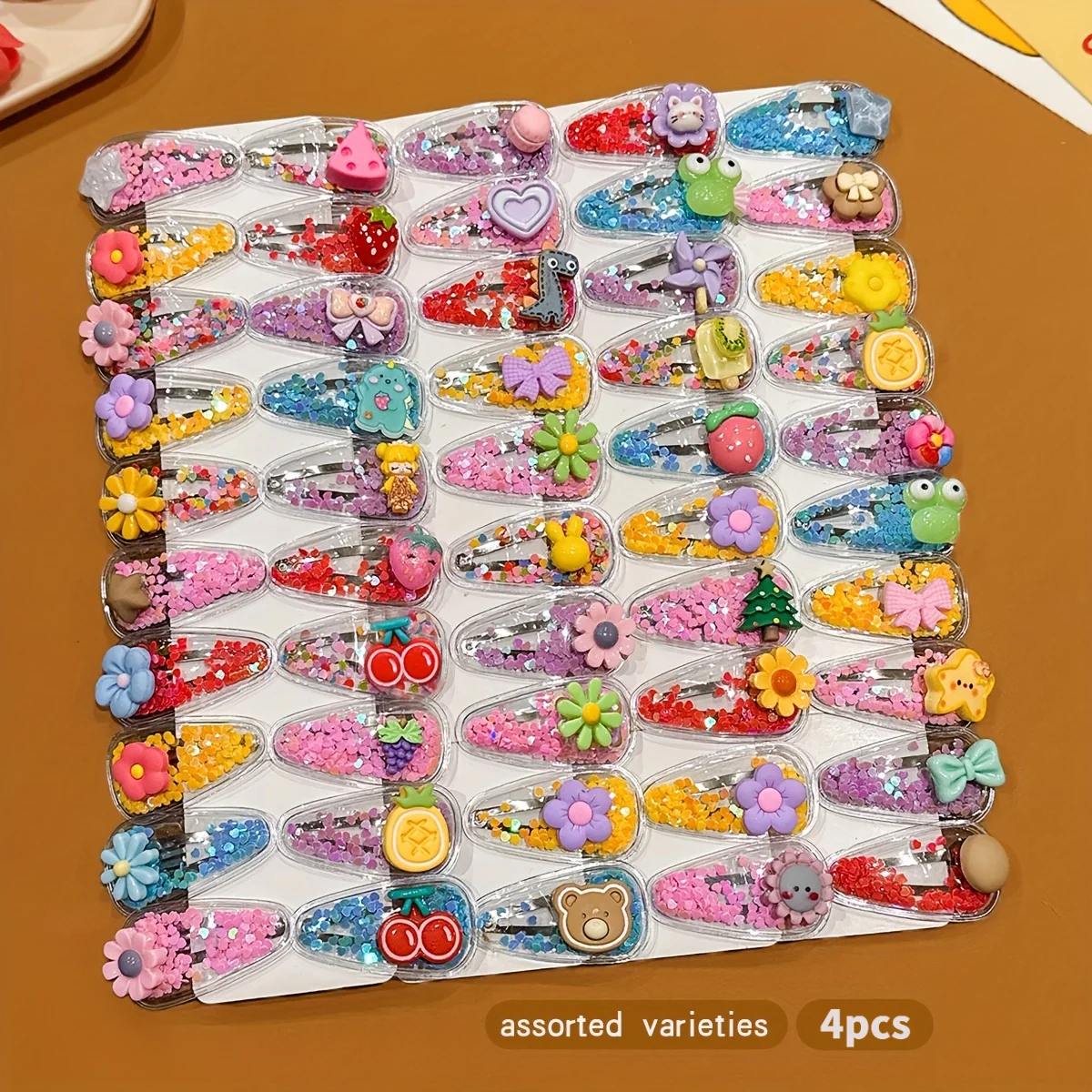 4/8 Pieces of Adorable Children’s Glitter Side Clips. Suitable for Braided Hairstyles and Design-Inspired Hairpin Sets.