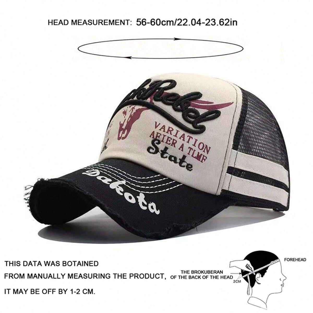 Unisex BLACK REBEL Embroidery Washing Baseball Net Caps Spring Summer Outdoor Adjustable Casual Hats Sunscreen Hat Sports Cap