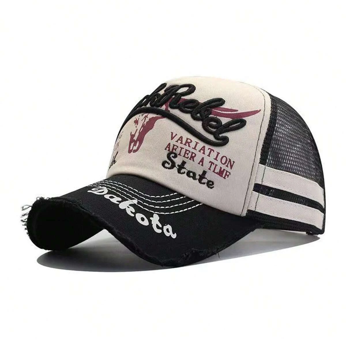 Unisex BLACK REBEL Embroidery Washing Baseball Net Caps Spring Summer Outdoor Adjustable Casual Hats Sunscreen Hat Sports Cap