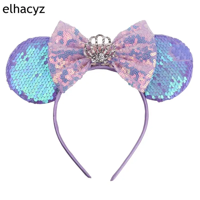 Mouse Ear Hairbands For Girls 5" Hair Bows Big Flip Sequins Ears DIY Kids Hair Accessories Headband Boutique Mujer