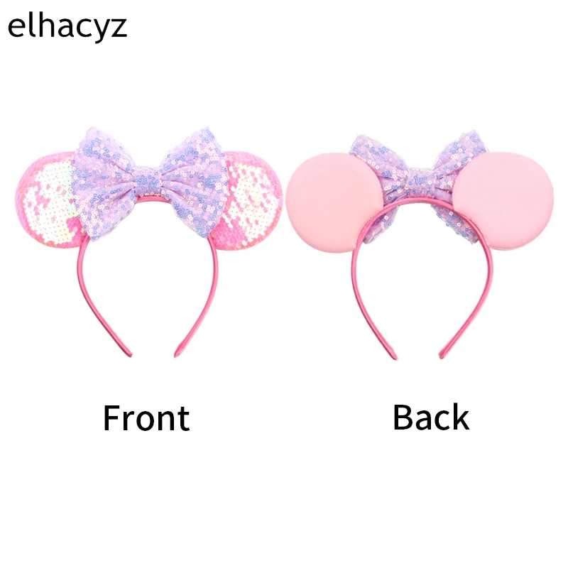 Mouse Ear Hairbands For Girls 5" Hair Bows Big Flip Sequins Ears DIY Kids Hair Accessories Headband Boutique Mujer
