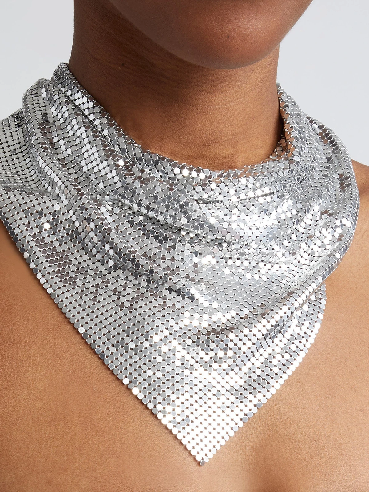 Sequined Scarves for Night Club Party Bandanas Punk Neck Scarf Stage Performances Necklace Shimmering Headscarf Neckwear