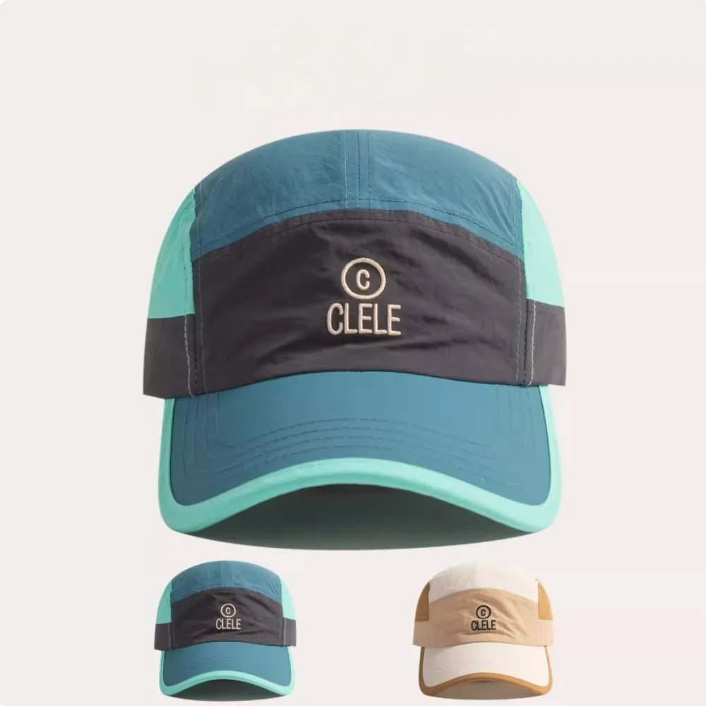 Curved Brim Quick-Dry Baseball Cap Unisex Embroidery Color Block Design Sport Hat for Running Cycling Outdoor Activities