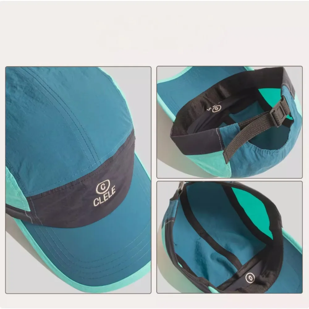 Curved Brim Quick-Dry Baseball Cap Unisex Embroidery Color Block Design Sport Hat for Running Cycling Outdoor Activities