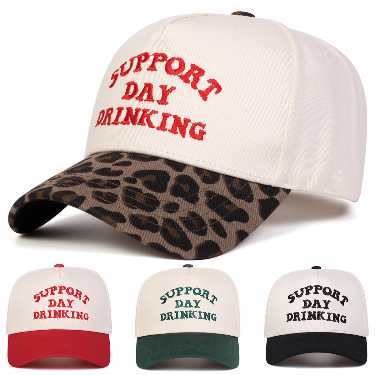 Unisex SUPPORT DAY DRINKING Embroidery Baseball Caps Spring Autumn Outdoor Adjustable Casual Hats Sunscreen Hat Sports Cap