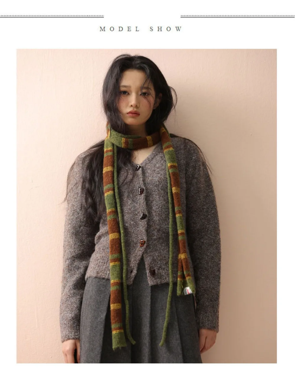 Korean Style Stripe Woolen Scarf Slim Knitted Y2K Girl Scarf Warm Neck Skinny Scarf Autumn Winter