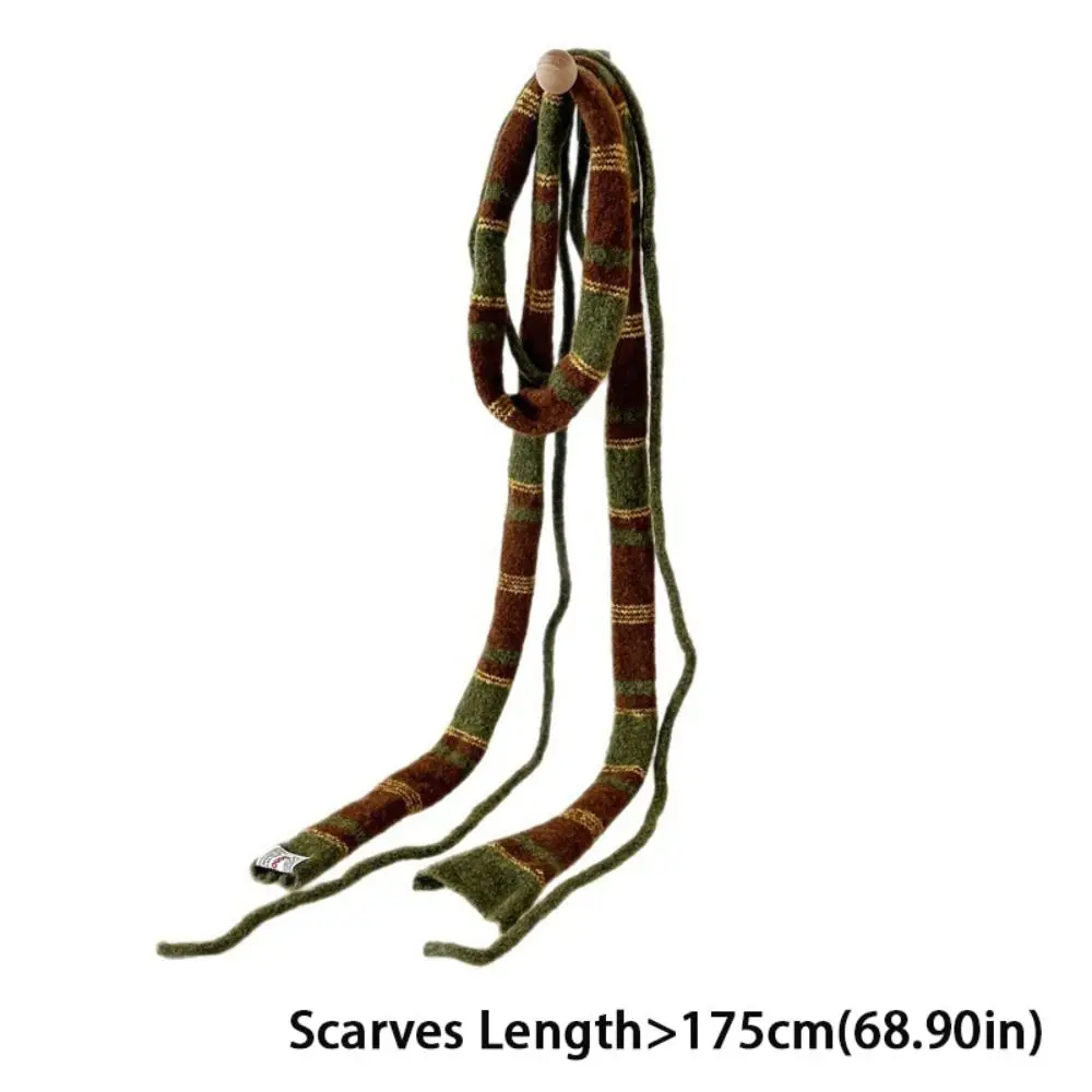 Korean Style Stripe Woolen Scarf Slim Knitted Y2K Girl Scarf Warm Neck Skinny Scarf Autumn Winter