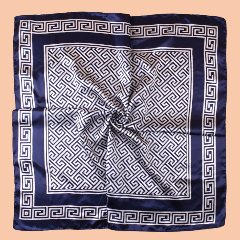 1pc Geometric Letter Print Satin Square Scarf Women's Spring Fashion Hair Accessory Can Be Used as Belt Bag Decor Silk Headband