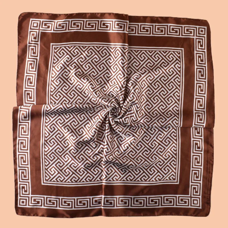 1pc Geometric Letter Print Satin Square Scarf Women's Spring Fashion Hair Accessory Can Be Used as Belt Bag Decor Silk Headband
