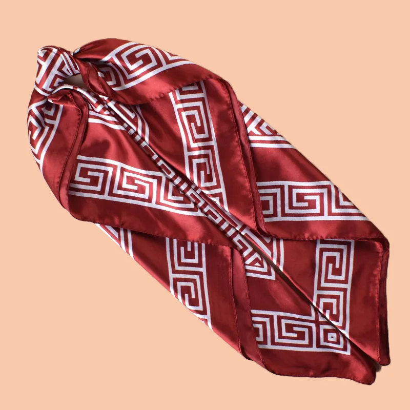 1pc Geometric Letter Print Satin Square Scarf Women's Spring Fashion Hair Accessory Can Be Used as Belt Bag Decor Silk Headband