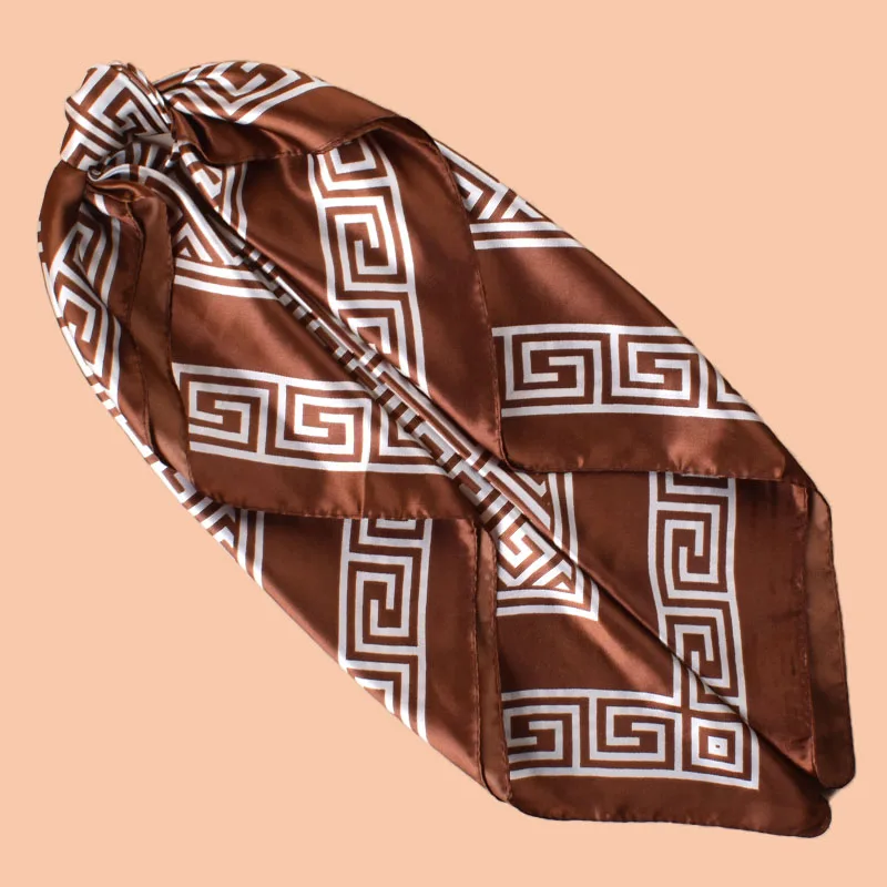 1pc Geometric Letter Print Satin Square Scarf Women's Spring Fashion Hair Accessory Can Be Used as Belt Bag Decor Silk Headband