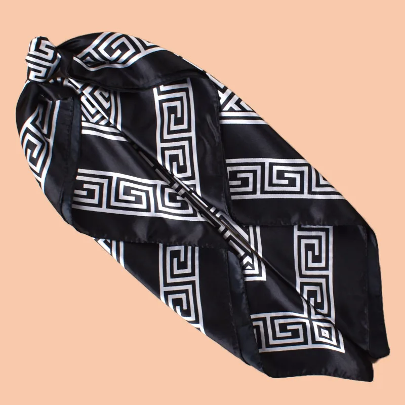 1pc Geometric Letter Print Satin Square Scarf Women's Spring Fashion Hair Accessory Can Be Used as Belt Bag Decor Silk Headband