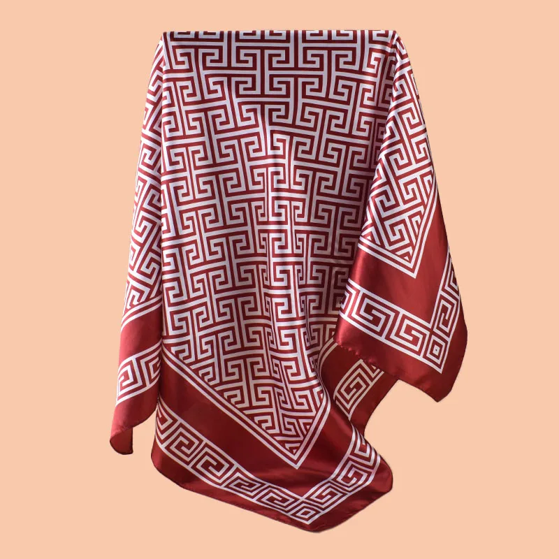 1pc Geometric Letter Print Satin Square Scarf Women's Spring Fashion Hair Accessory Can Be Used as Belt Bag Decor Silk Headband