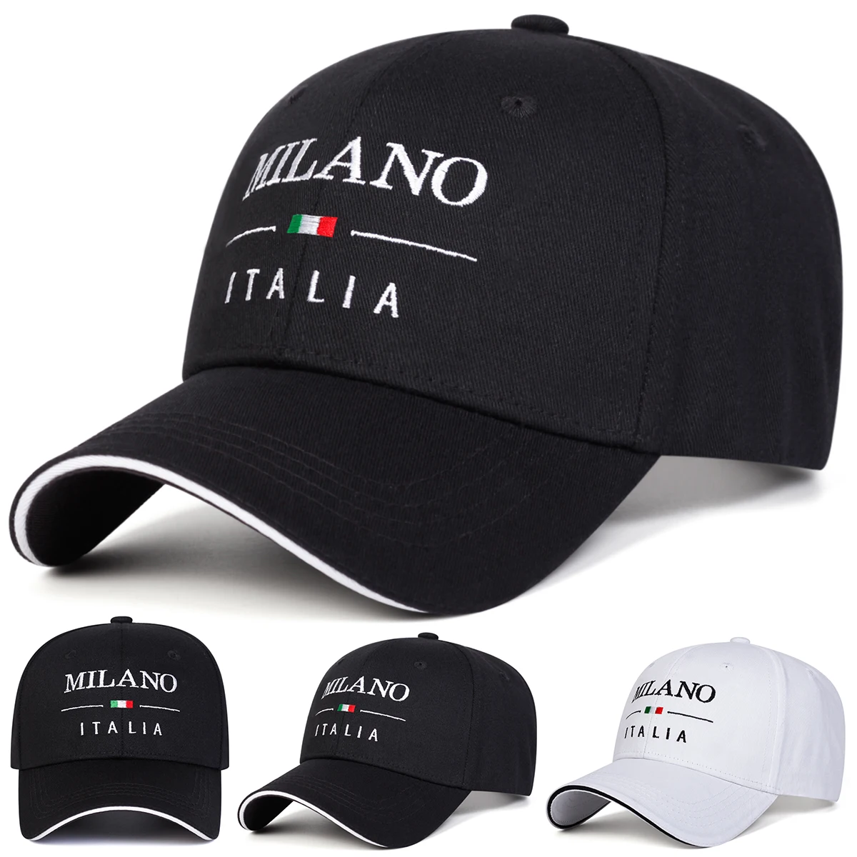 Unisex MILANO ITALIA Letter Embroidery Baseball Caps Spring Autumn Outdoor Adjustable Casual Hats Sunscreen Hat Sports Cap