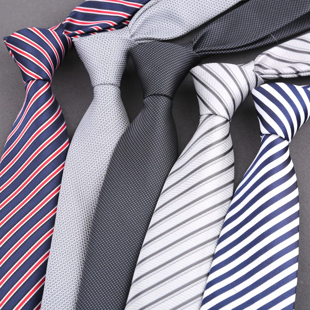 New Men's Jacquard Classic Striped 8cm Tie Gray Color Necktie For Business Wedding Party Suit Shirt Daily Wear Accessory Gift