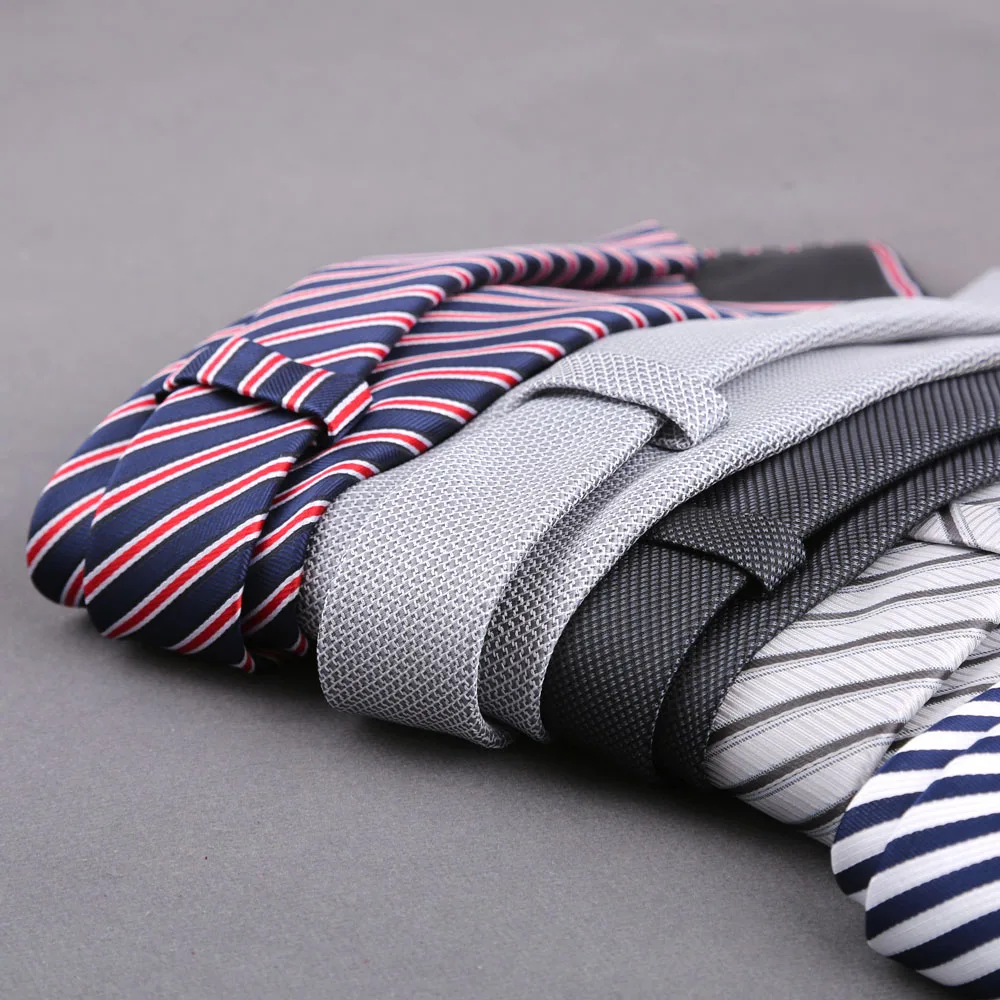New Men's Jacquard Classic Striped 8cm Tie Gray Color Necktie For Business Wedding Party Suit Shirt Daily Wear Accessory Gift