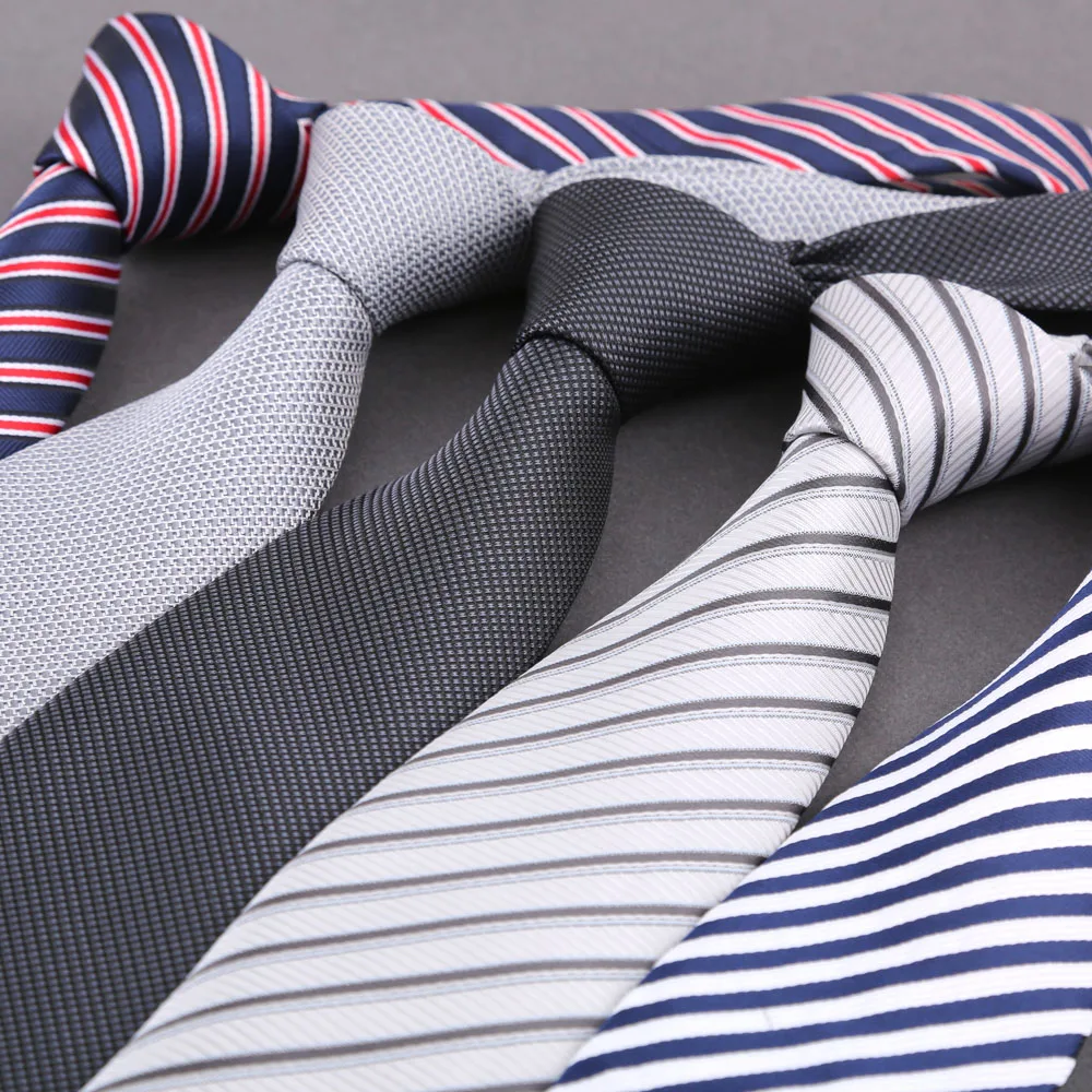 New Men's Jacquard Classic Striped 8cm Tie Gray Color Necktie For Business Wedding Party Suit Shirt Daily Wear Accessory Gift