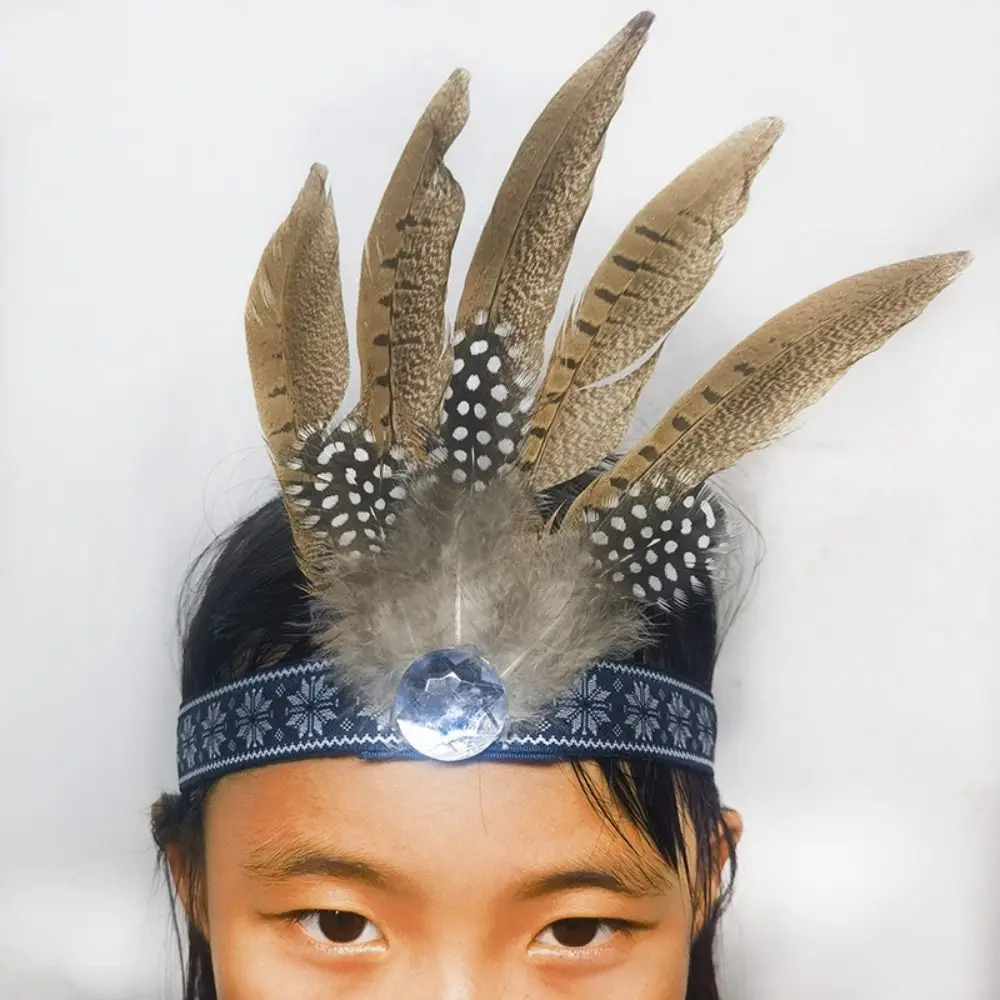 Fashion Ethnic Style Feathered Hairband Colorful Lightweight Hair Ornament Indian Hairband Party