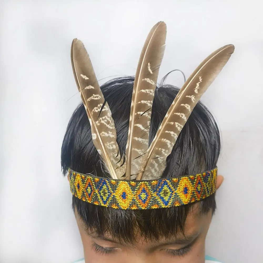 Fashion Ethnic Style Feathered Hairband Colorful Lightweight Hair Ornament Indian Hairband Party