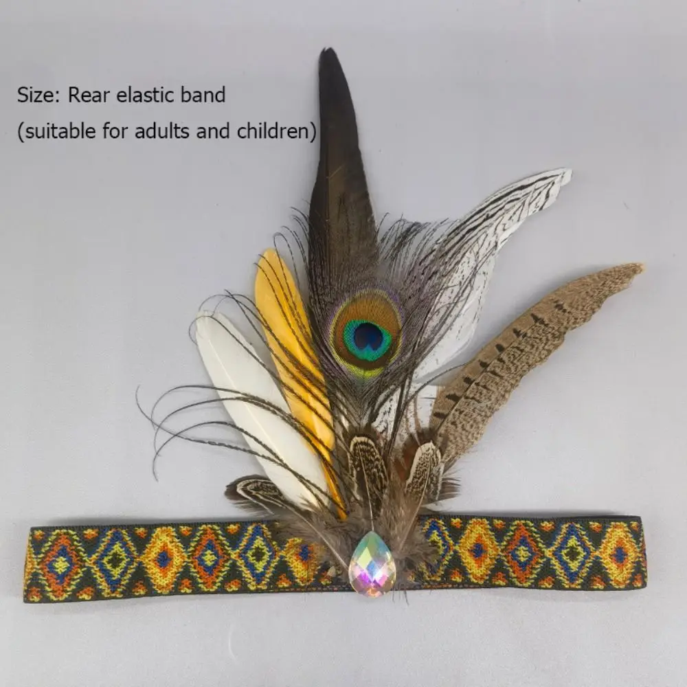Fashion Ethnic Style Feathered Hairband Colorful Lightweight Hair Ornament Indian Hairband Party