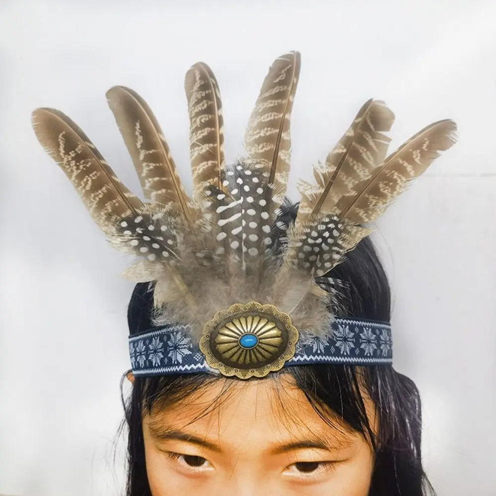 Fashion Ethnic Style Feathered Hairband Colorful Lightweight Hair Ornament Indian Hairband Party