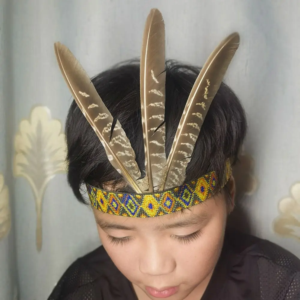 Fashion Ethnic Style Feathered Hairband Colorful Lightweight Hair Ornament Indian Hairband Party