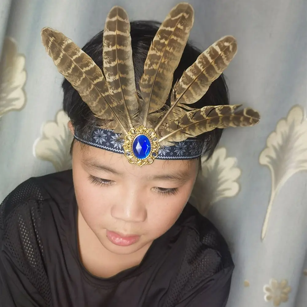 Fashion Ethnic Style Feathered Hairband Colorful Lightweight Hair Ornament Indian Hairband Party