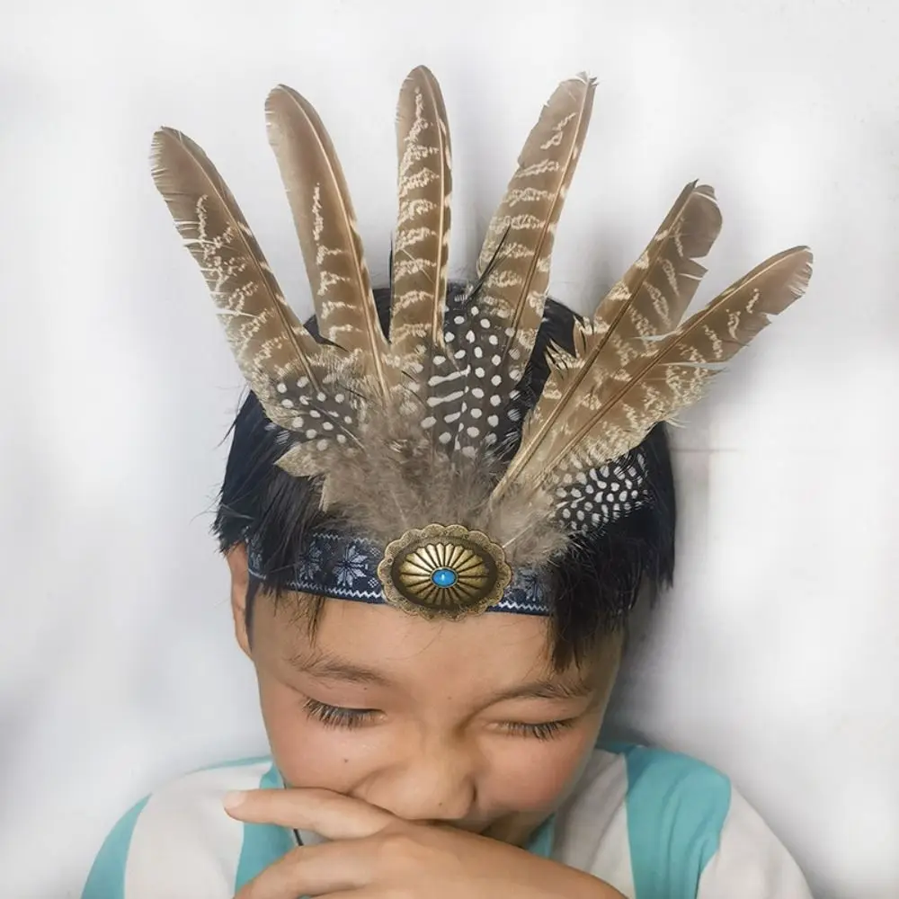 Fashion Ethnic Style Feathered Hairband Colorful Lightweight Hair Ornament Indian Hairband Party