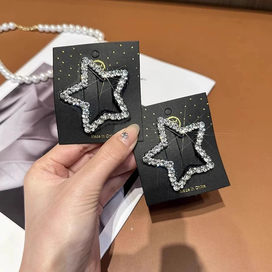 2 Rhinestone Star-Shaped Hair Clips, Side Clips for Bangs at the Back of the Head, Simple Star-Shaped Hairpins for Women, Gift Suitable for Eld, Ramadan Holiday Gift