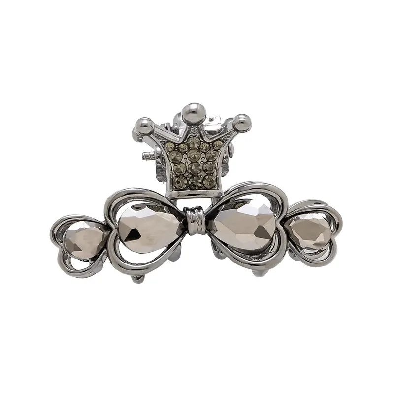 Luxury Crystal Crown Hair Claw Clips for Women, Medium Size Elegant Shark Clips for Half Up Half Down Hairstyles Hair Clip