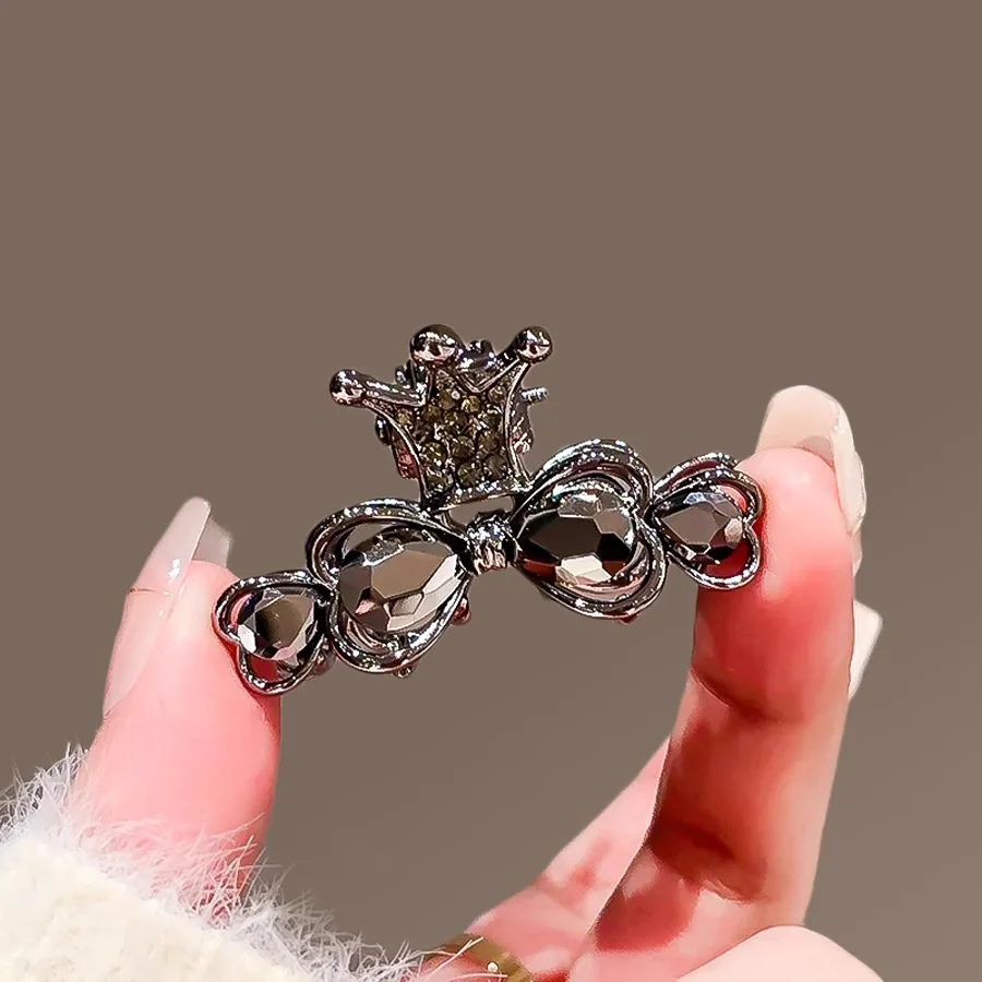 Luxury Crystal Crown Hair Claw Clips for Women, Medium Size Elegant Shark Clips for Half Up Half Down Hairstyles Hair Clip