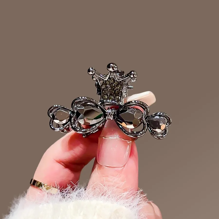 Luxury Crystal Crown Hair Claw Clips for Women, Medium Size Elegant Shark Clips for Half Up Half Down Hairstyles Hair Clip
