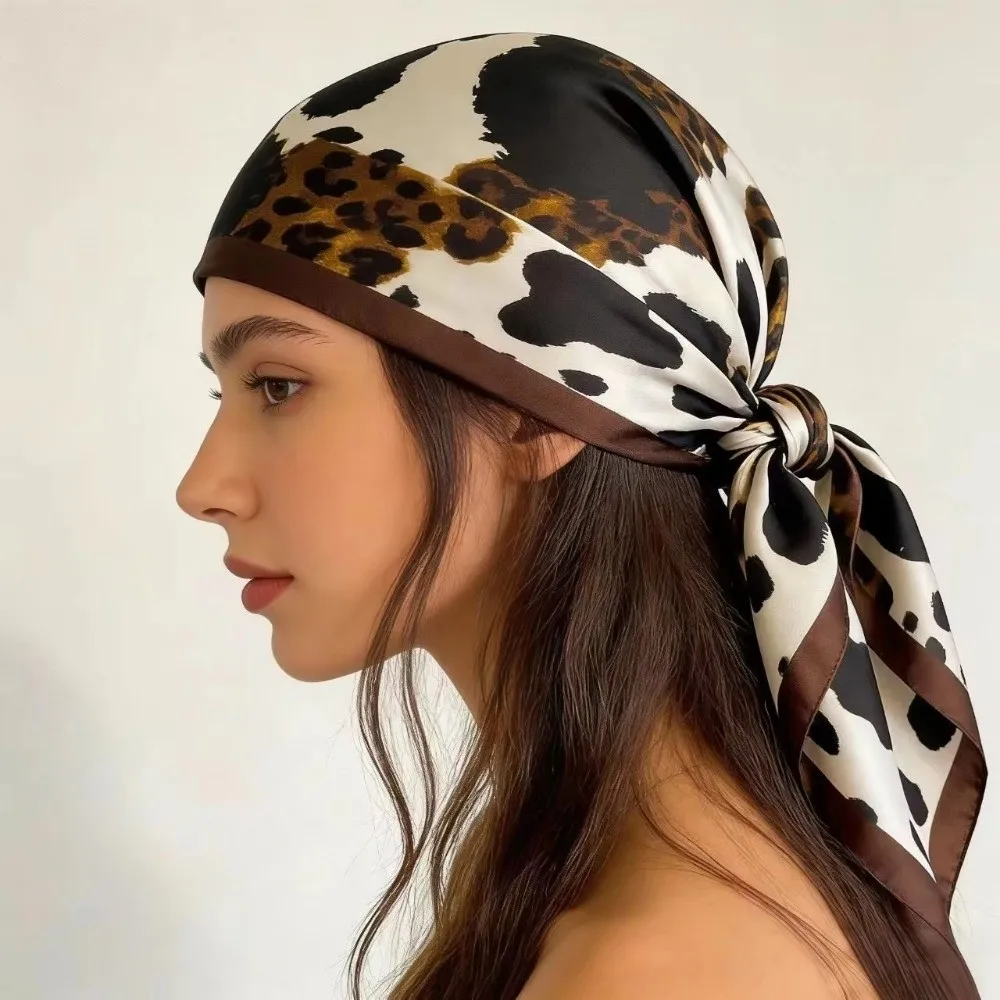 New Smooth Texture Silk Hairbands Versatile Fashion Elegant Square Shawl Luxury Hijab Women