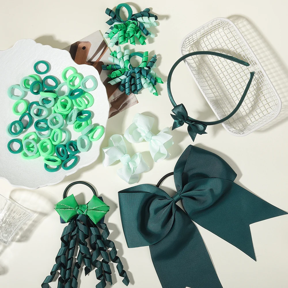 52/57PCS Girls' Bow Hair Accessories Set, for Children, Babies, and Girls' Bow Hair Clips, Headbands, and Headband Decorations