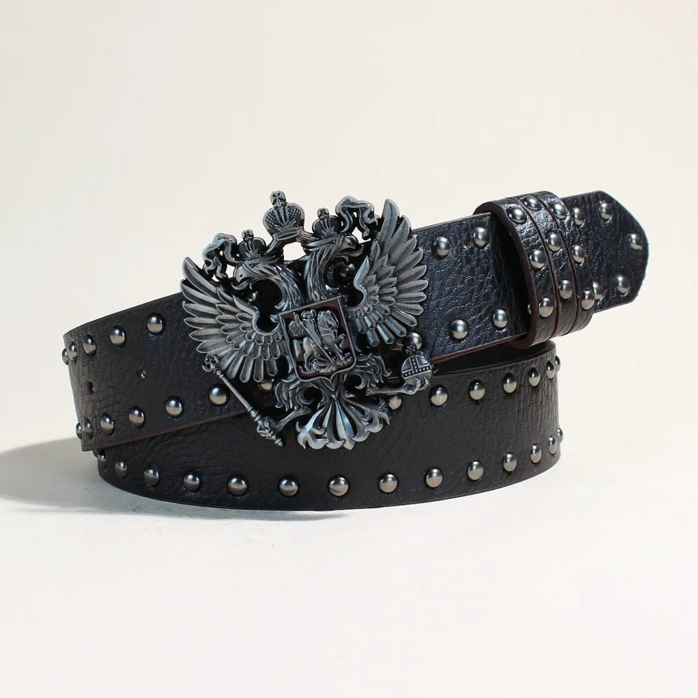 Black Punk Style PU Leather Belt with Metal Studs Unisex Gothic Fashion Accessory