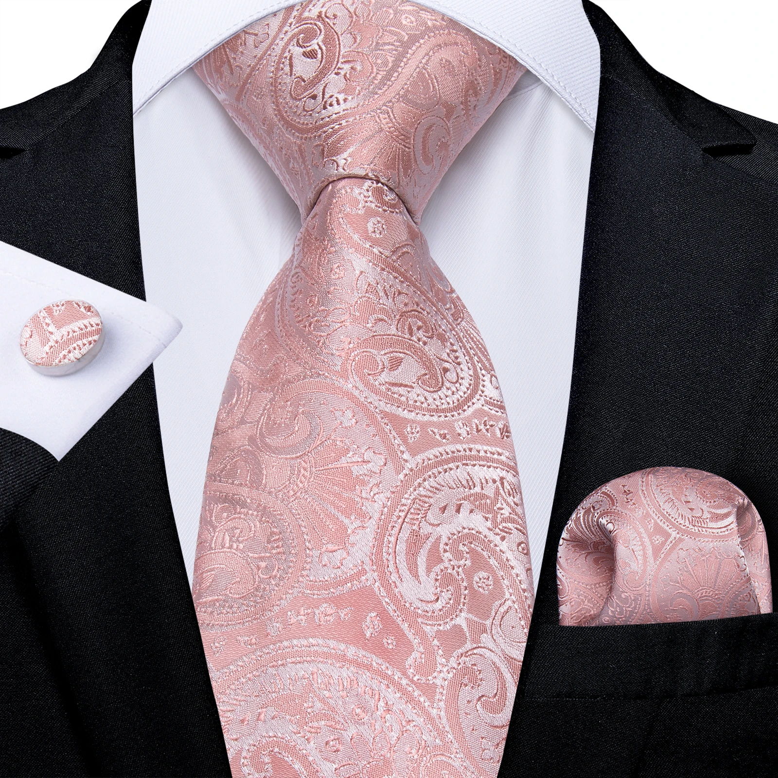 Men's Formal Ties Wedding Accessories Striped Floral Paisley Neck Tie Set Handkerchief Cufflinks Gift For Men