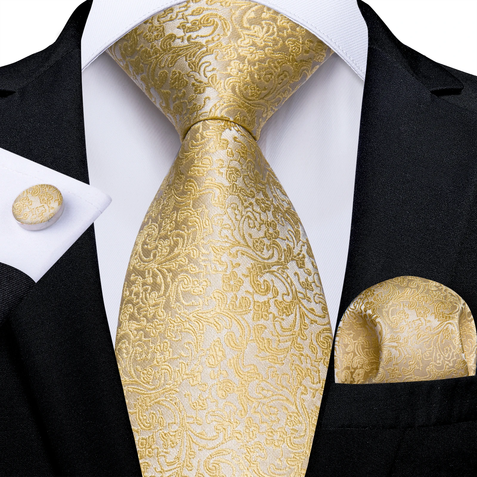 Men's Formal Ties Wedding Accessories Striped Floral Paisley Neck Tie Set Handkerchief Cufflinks Gift For Men