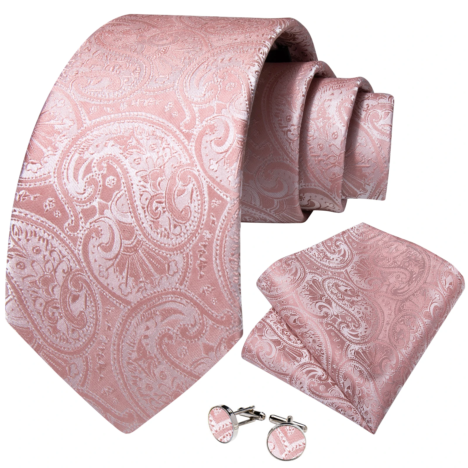 Men's Formal Ties Wedding Accessories Striped Floral Paisley Neck Tie Set Handkerchief Cufflinks Gift For Men
