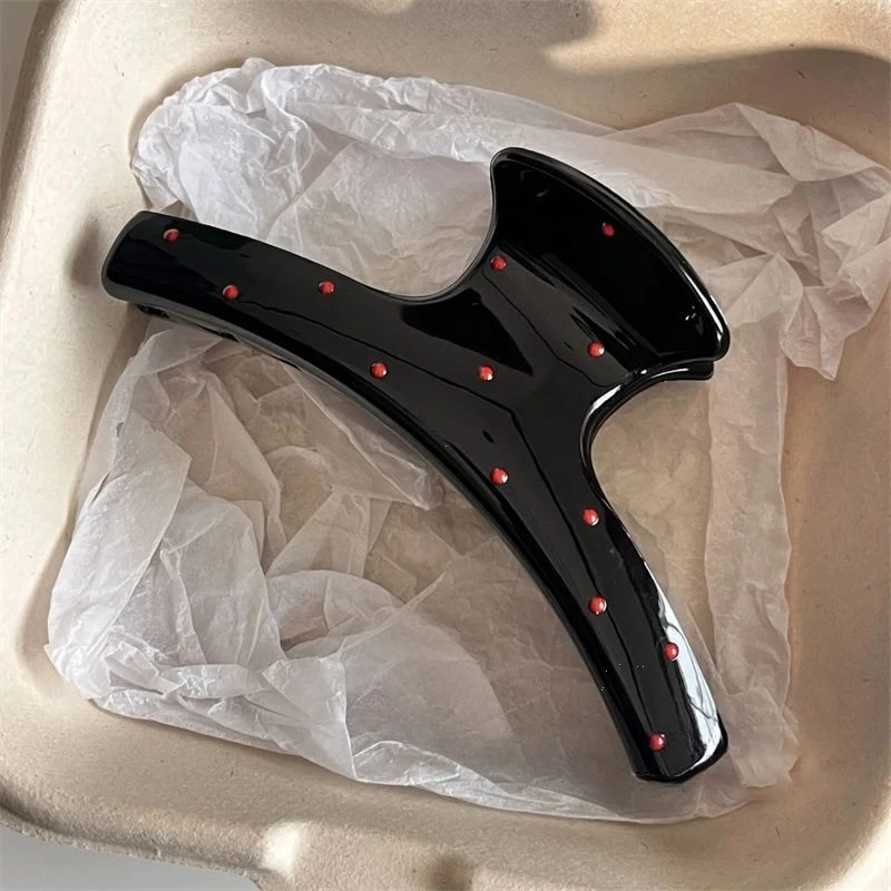 1/2pcs Women Vintage Red Polka Dot Ribbon Bow Shark Clip Hairpin Hair Claw Crab Barrettes Elegant Headwear Hair Accessories Gift