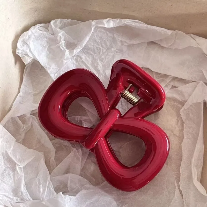 1/2pcs Women Vintage Red Polka Dot Ribbon Bow Shark Clip Hairpin Hair Claw Crab Barrettes Elegant Headwear Hair Accessories Gift