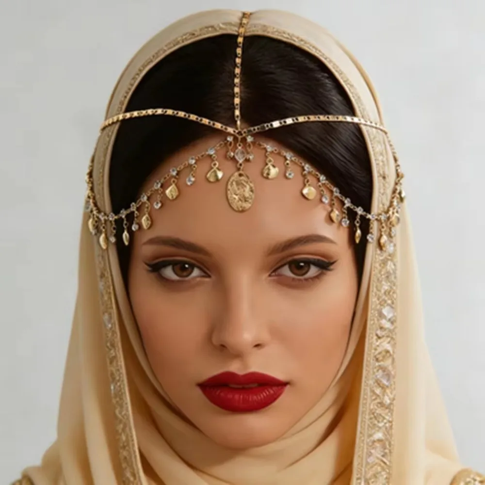 Bohemia Headband Shell Tassel Crystal Hair Accessory Chain Jewelry Women Girls Metal Head Chain Headpiece For Party Wedding