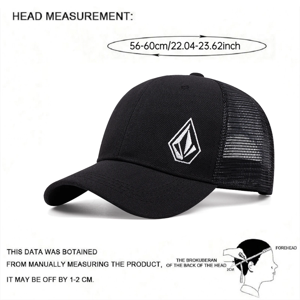 2025 Personalized Minimalist New Mesh Hat Diamond Embroidered Street Hip Hop Hat Skateboarding Hat Outdoor Sunshade Baseball Hat