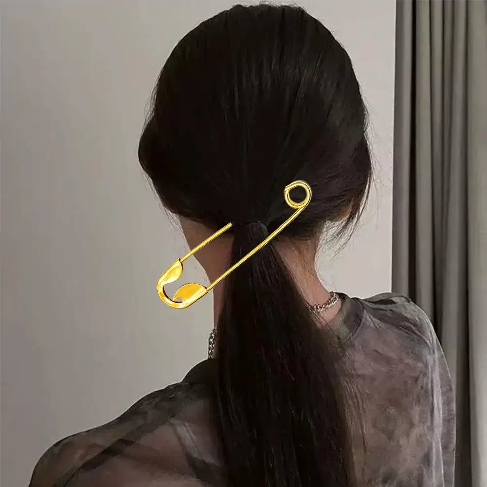 Punk Gold Metal Large Safety Pin Hair Clip For Women Unique Geometric Hairpins Fashion Hair Claw Barrettes Hair Accessories