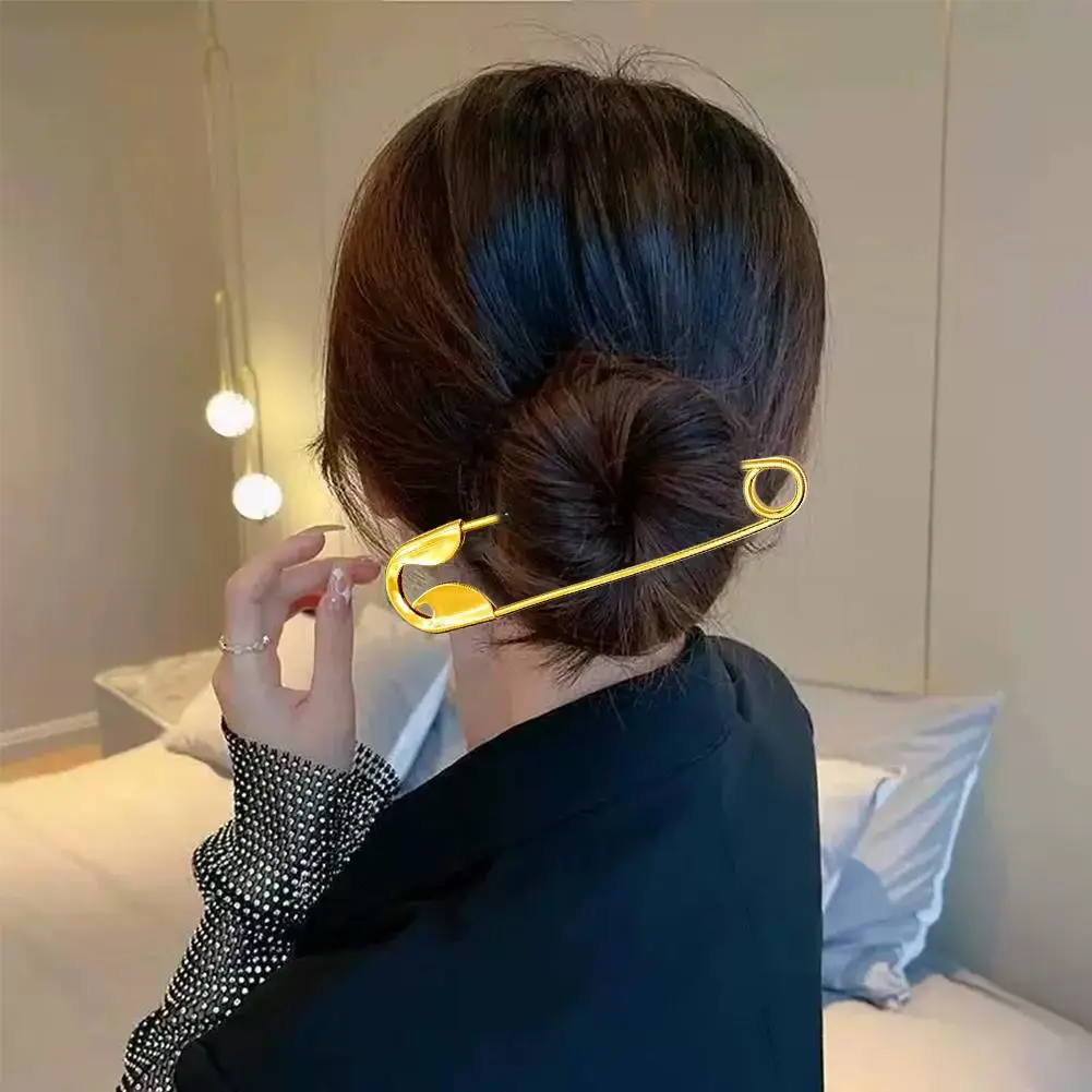 Punk Gold Metal Large Safety Pin Hair Clip For Women Unique Geometric Hairpins Fashion Hair Claw Barrettes Hair Accessories