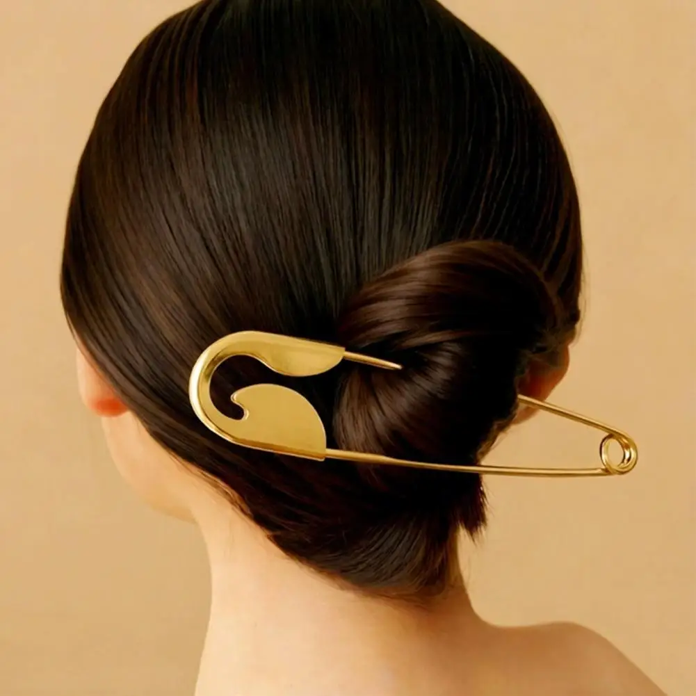 Punk Gold Metal Large Safety Pin Hair Clip For Women Unique Geometric Hairpins Fashion Hair Claw Barrettes Hair Accessories