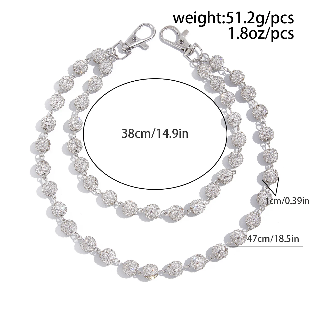 Hip Hop Rock Rhinestone Wallet Chain for Men Trendy Hipster Keychain Waist Chain Cool Daily Outfit Jewelry Decor Jeans Chain