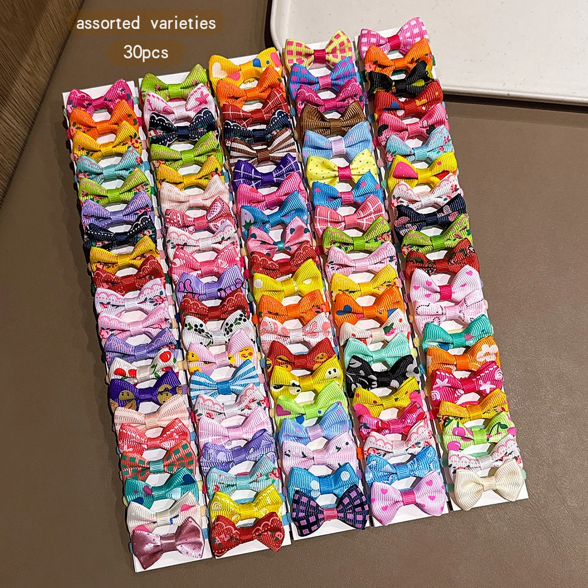 30 randomly printed butterfly bows with colorful patterns, sweet wind-driven hair string suitable for daily use