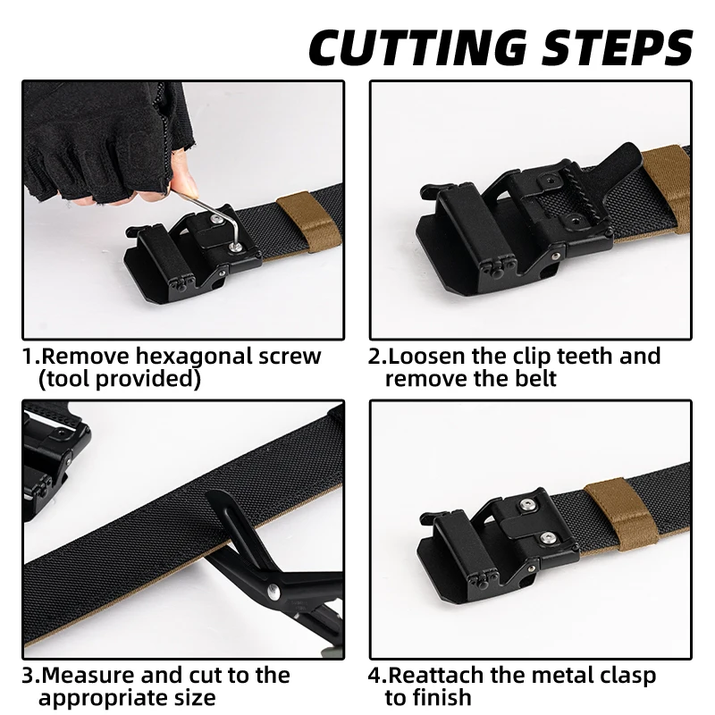 IDOGEAR SPORTS Tactical Ratchet Belt 1.5” EDC Gun Belt Reinforce Heavy Duty Belt With Adjustable Buckle 3430