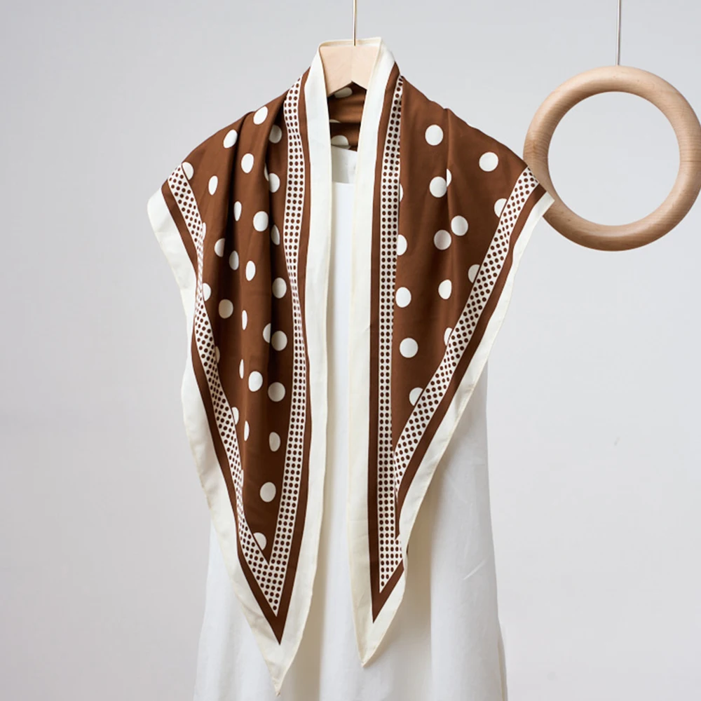 Fashion Simple Polka Dot Printed Triangle Scarf Fashion Versatile Belt Diagonal Scarf Women's High-end Silk Scarf Accessories
