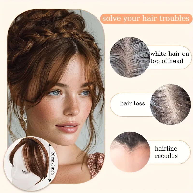 Stylish Retro Braided Wig Headband for Women Multifunctional Cute Hair Band Beauty Accessories Gift